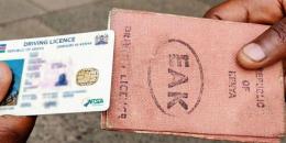 File image of the old and new Driving Licences issued by NTSA.
